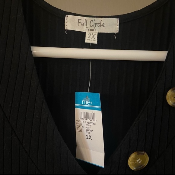 Rue+ Full Circle Trends Black Henley Short Sleeve Black Dress Size 2X - Picture 7 of 7